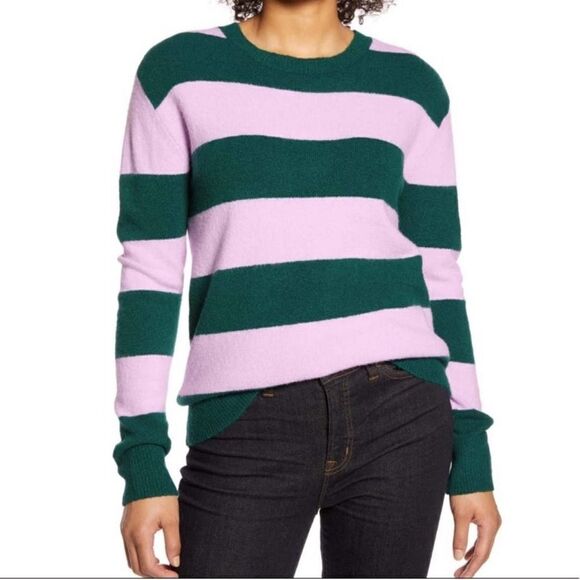 Halogen Atlantic Pacific Striped Bow Back Sweater - Picture 1 of 6